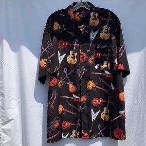 GIBSON TOUR WEAR BY DRAGONFLY SHORT SLEEVE BUTTON UP 100% polyester GUITAR SHIRT